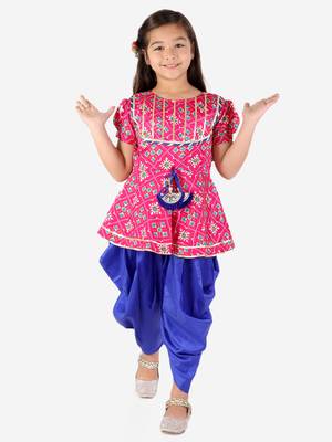 KID1 Pattola print top with dhoti 1