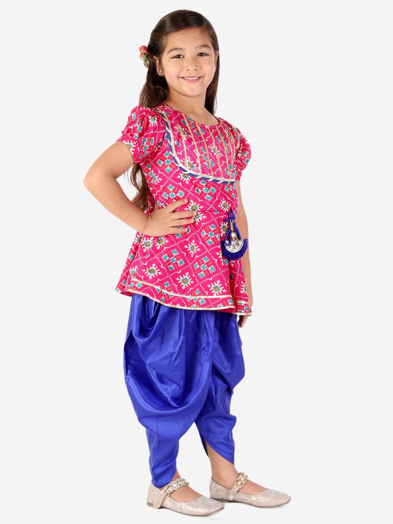 KID1 Pattola print top with dhoti