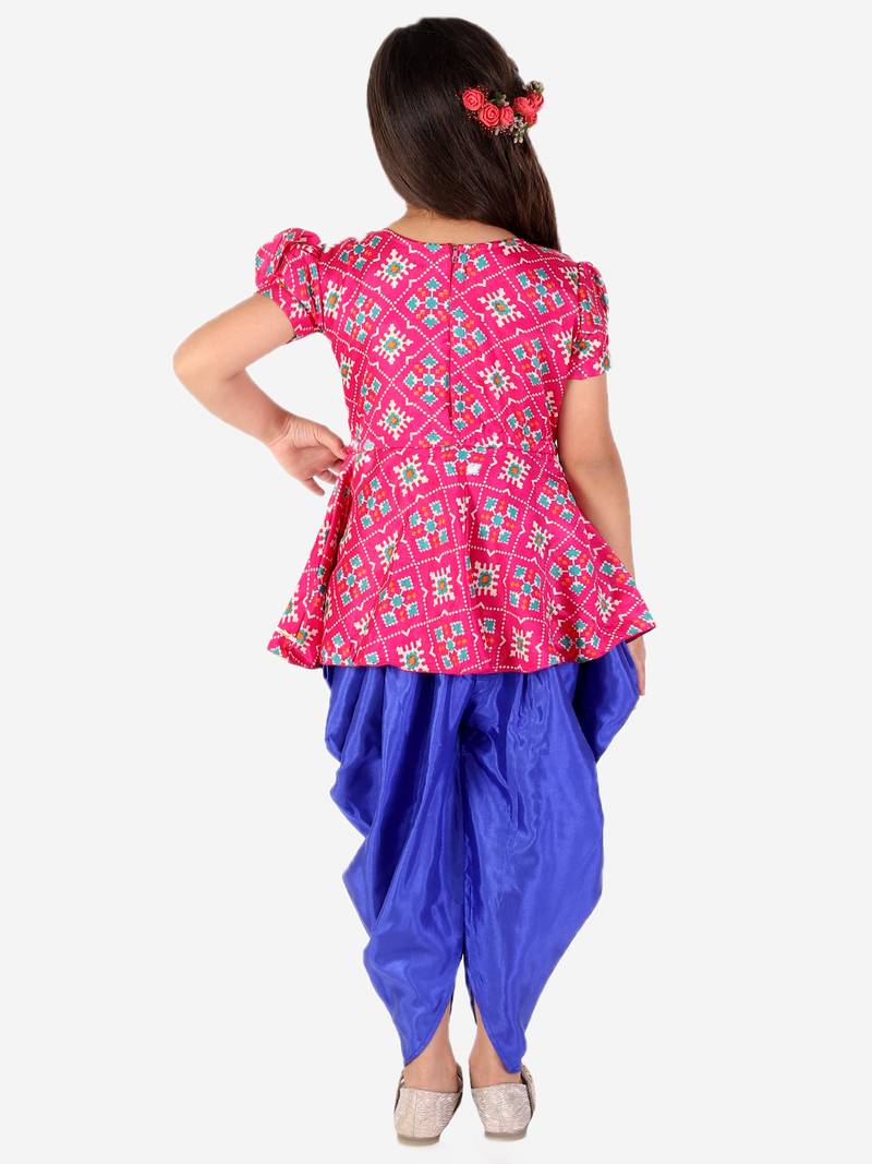KID1 Pattola print top with dhoti