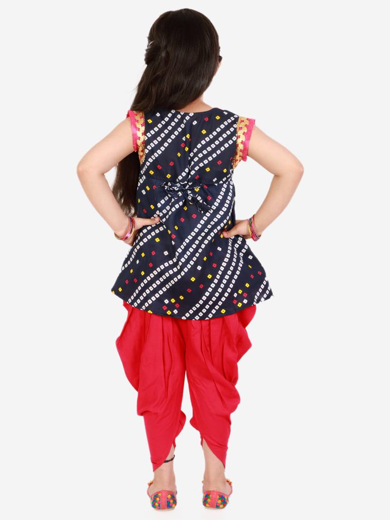 KID1 Bandhani print anghrakha kurti dhoti