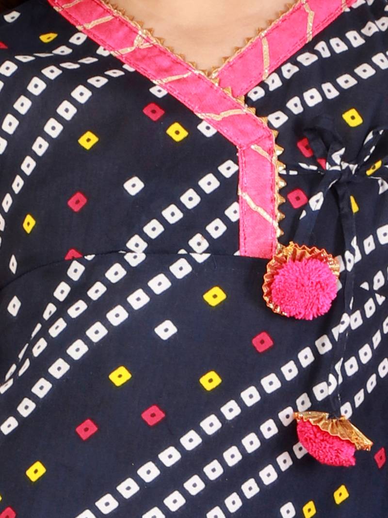 KID1 Bandhani print anghrakha kurti dhoti