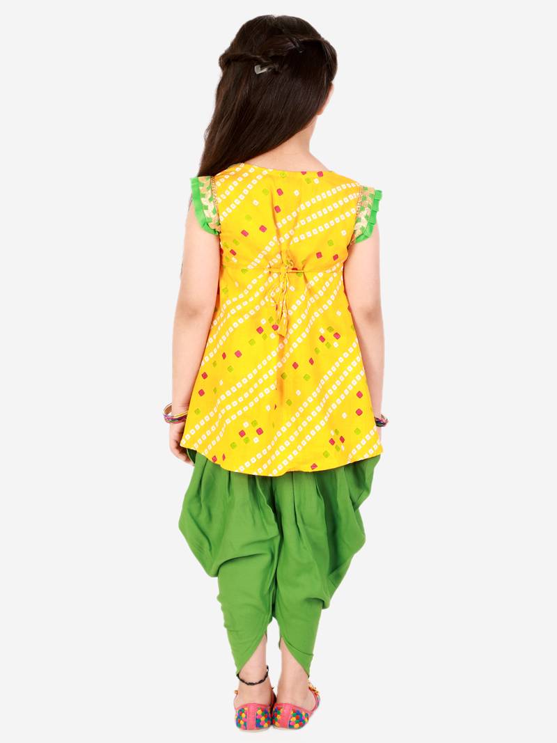 KID1 Bandhani print anghrakha kurti dhoti