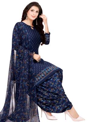 Blue printed crepe salwar 1