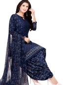 Blue printed crepe salwar
