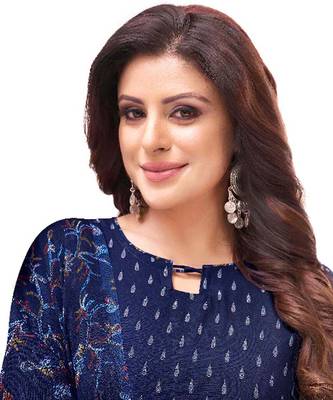Blue printed crepe salwar 2