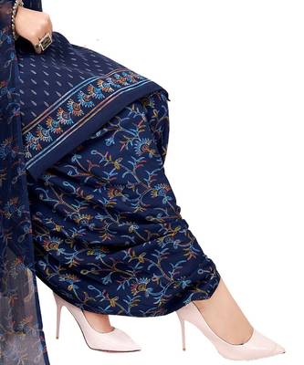 Blue printed crepe salwar 4