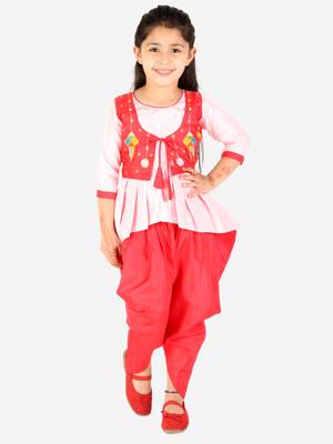 KID1 Utsav Embroidered High Low Peplum Top With Dhoti 1