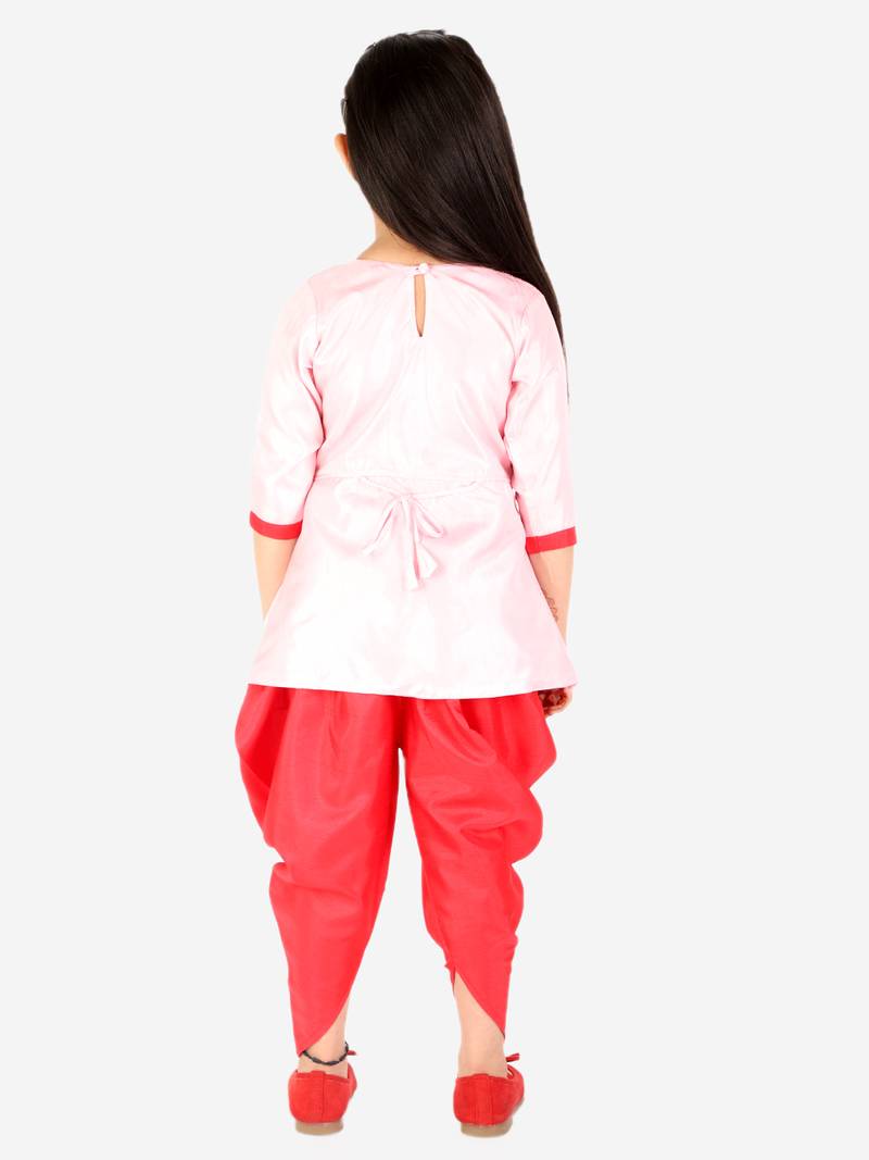 KID1 Utsav Embroidered High Low Peplum Top With Dhoti