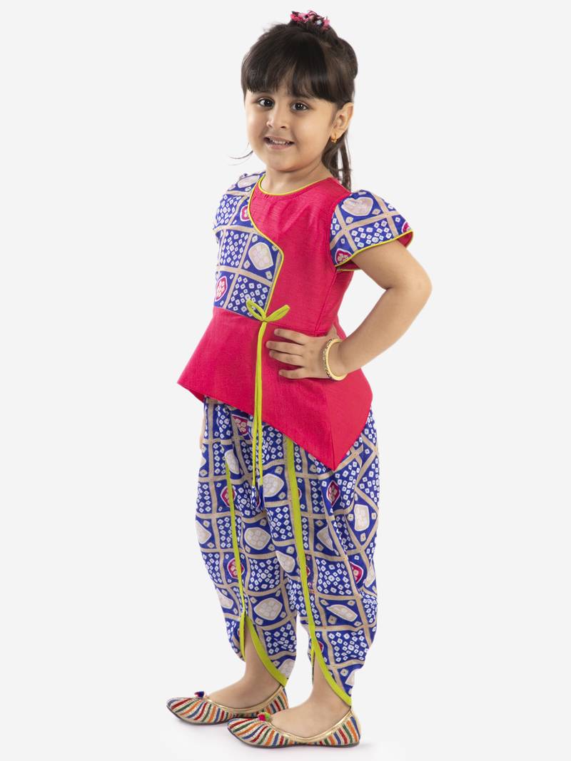 KID1 Anaya peplum top with bandhani print dhoti