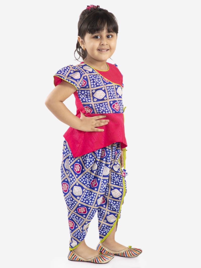 KID1 Anaya peplum top with bandhani print dhoti