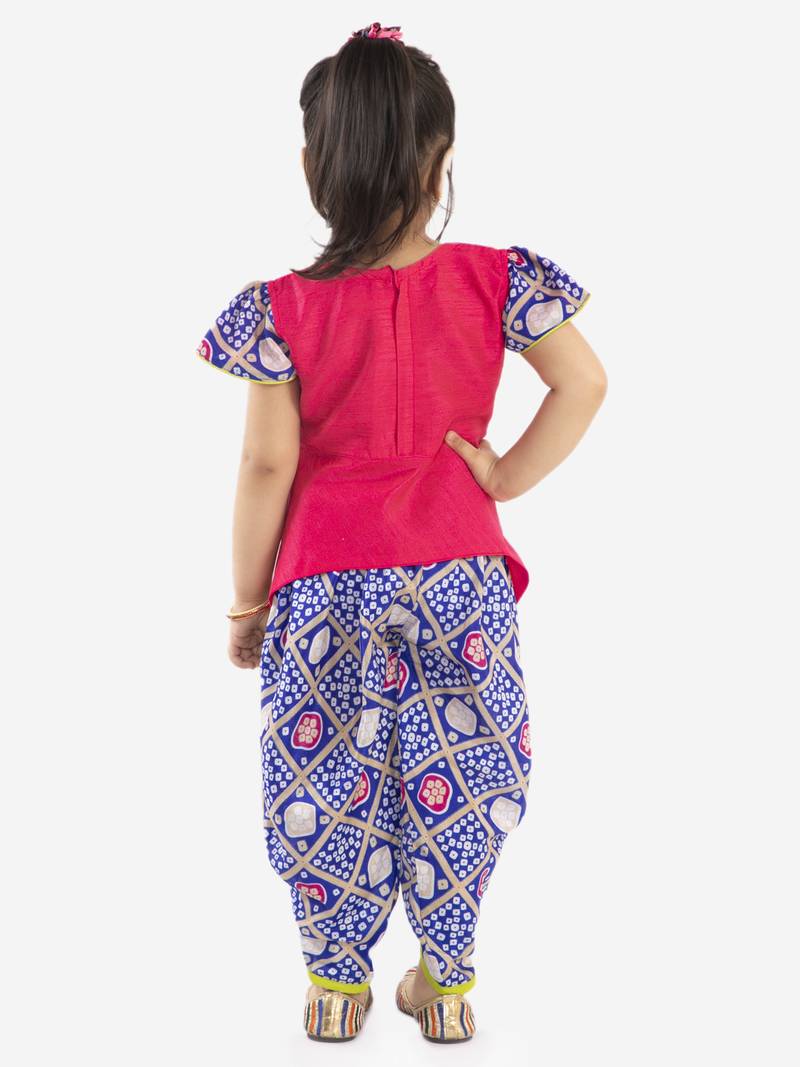KID1 Anaya peplum top with bandhani print dhoti