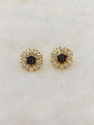 Blue pearl earrings 1