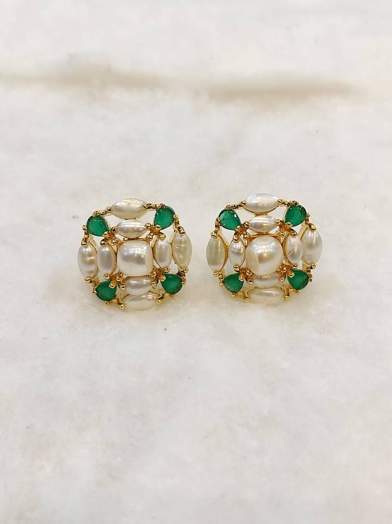 Green pearl earrings