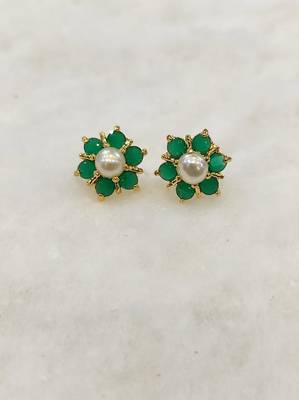 Green pearl earrings 1