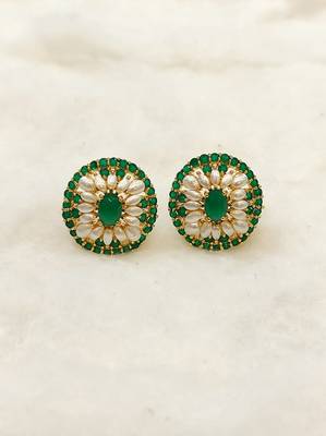 Green pearl earrings 1