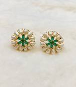 Green pearl earrings