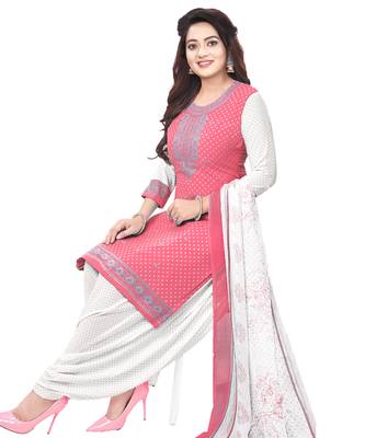 Pink printed crepe salwar 1