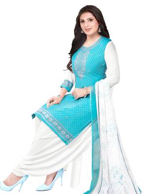 Blue printed crepe salwar 1
