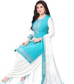 Blue printed crepe salwar