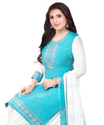 Blue printed crepe salwar 2