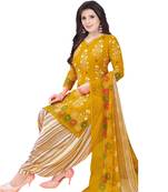 Yellow printed crepe salwar