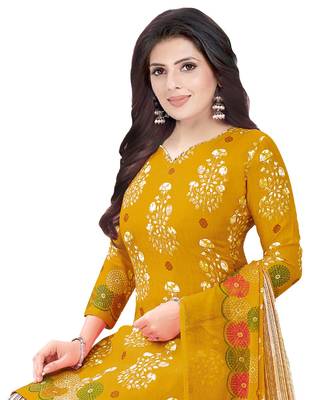 Yellow printed crepe salwar 2