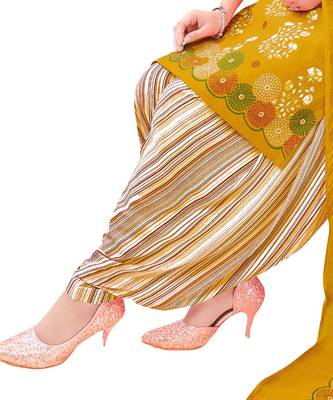 Yellow printed crepe salwar 3