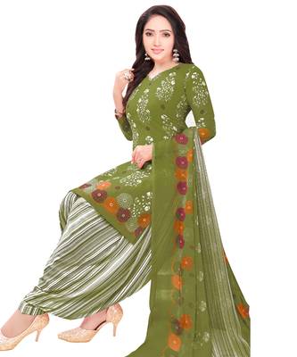 Olive printed crepe salwar 1