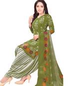 Olive printed crepe salwar