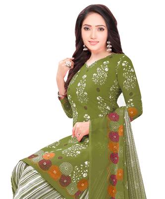 Olive printed crepe salwar 2