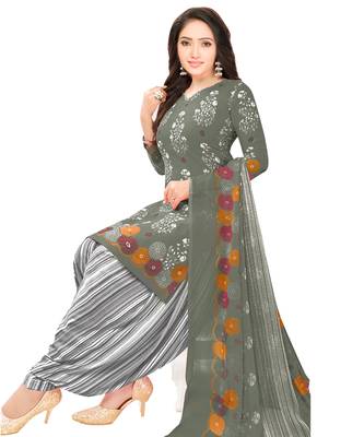 Grey printed crepe salwar 1