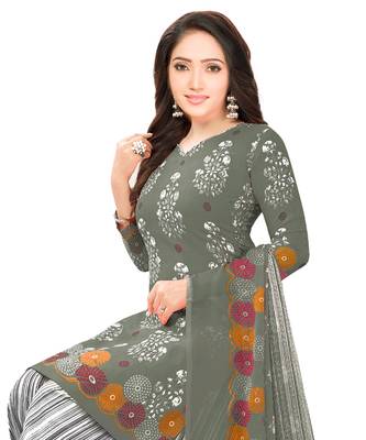 Grey printed crepe salwar 3