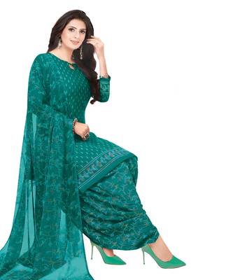 Green printed crepe salwar 1