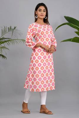 Pink woven cotton kurtas-and-kurtis 1