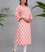 Pink woven cotton kurtas-and-kurtis