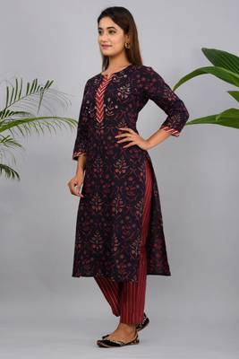 Maroon woven cotton combo-kurtis 1