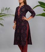 Maroon woven cotton combo-kurtis