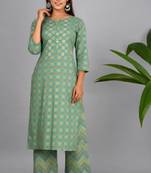 Green woven cotton combo-kurtis