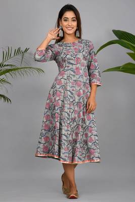Blue woven cotton party-wear-kurtis 1