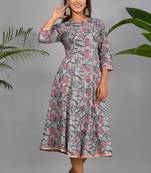 Blue woven cotton party-wear-kurtis