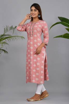 Peach woven cotton kurtas-and-kurtis 1