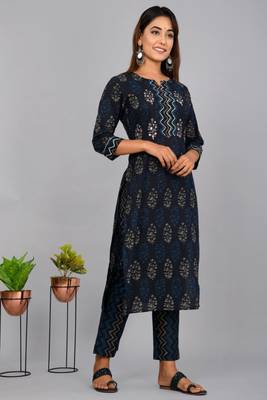 Blue woven cotton combo-kurtis 1