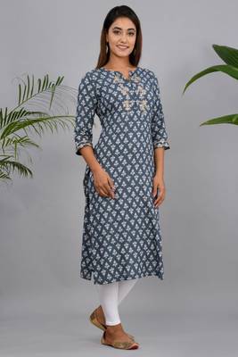 Grey woven cotton kurtas-and-kurtis 1