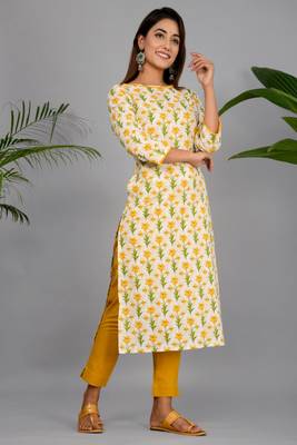 Yellow woven cotton combo-kurtis 1