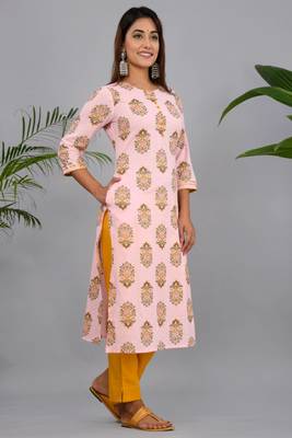 Pink woven cotton combo-kurtis 1