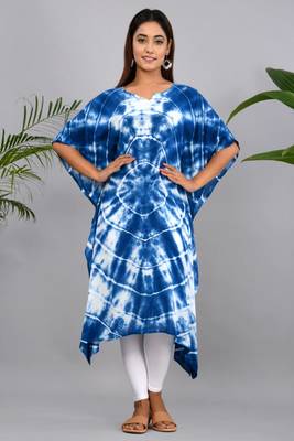 Navy-blue woven cotton party-wear-kurtis 1