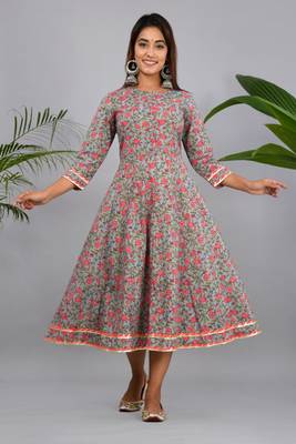 Grey woven cotton party-wear-kurtis 1