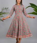 Grey woven cotton party-wear-kurtis
