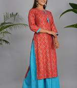 Red woven cotton combo-kurtis