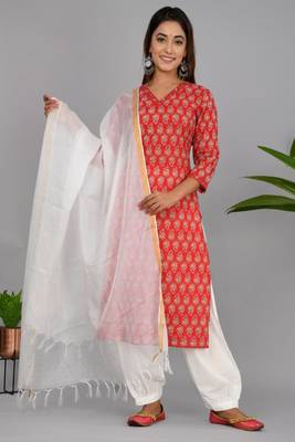 Red woven cotton combo-kurtis 1